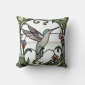 Elegant stain glass art nouveau hummingbird クッション (正面)