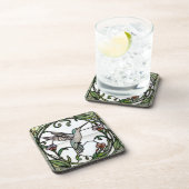 Elegant stain glass art nouveau hummingbird コースター (右側)