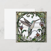 Elegant stain glass art nouveau hummingbird サンキューカード (正面/裏面)