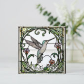 Elegant stain glass art nouveau hummingbird サンキューカード (スタンド正面)