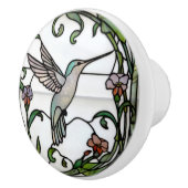 Elegant stain glass art nouveau hummingbird セラミックノブ (右)