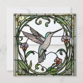 Elegant stain glass art nouveau hummingbird 招待状