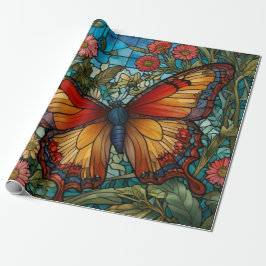 Elegant stain glass butterfly garden ラッピングペーパー
