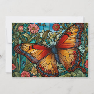 Elegant stain glass butterfly garden 招待状