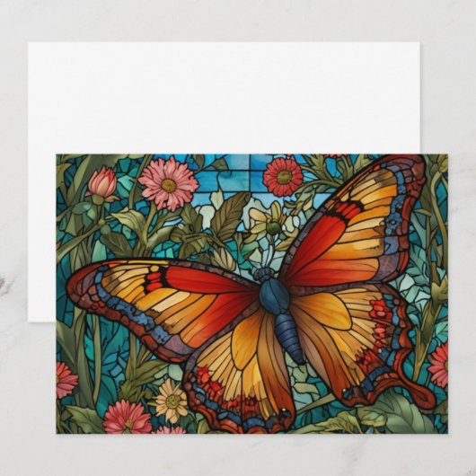 Elegant stain glass butterfly garden 招待状 (正面/裏面)