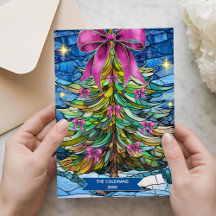 Elegant stained glass coquette bow Christmas tree 