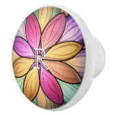 Elegant Stained‑Glass Floral Monogram Initial セラミックノブ (右)