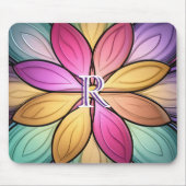 Elegant Stained‑Glass Floral Monogram Initial マウスパッド (正面)