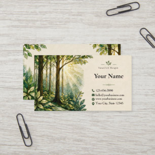 Elegant Stained Glass Forest Nature Business Card 名刺