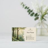 Elegant Stained Glass Forest Nature Business Card 名刺 (スタンド正面)