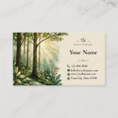 Elegant Stained Glass Forest Nature Business Card 名刺 (正面)