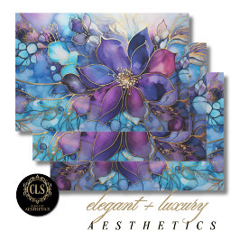 Elegant Stained Glass Purple & Blue Floral ラッピングペーパーシート
