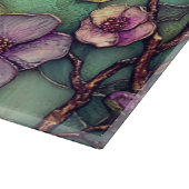 Elegant Stained glass purple flowers turquoise カッティングボード (角)