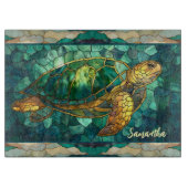 Elegant stained glass turtle personalized カッティングボード (正面)