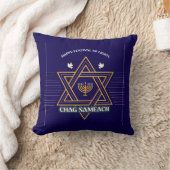 Elegant Star of David Hanukkah Pillow クッション (ブランケット)