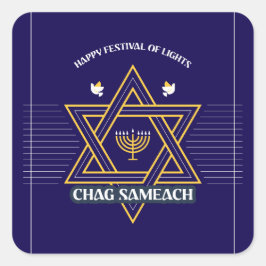 Elegant Star of David Hanukkah Sticker スクエアシール