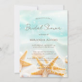Elegant Starfish Shell Ocean Beach Bridal Shower 招待状 (正面)