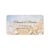 Elegant Starfish Shells Beach Wedding Address ラベル (正面)
