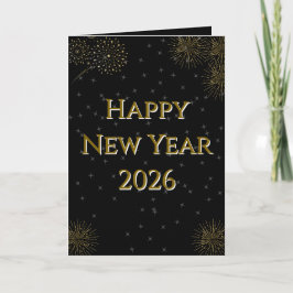 Elegant Starry New Year 2026 Folded Holiday Card シーズンカード