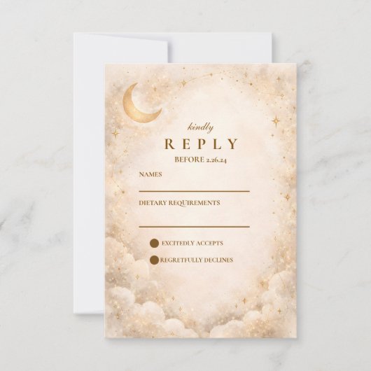Elegant Starry Night Wedding 出欠カード (正面)