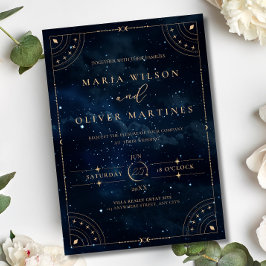 Elegant Starry night Wedding Celestial Wedding 箔招待状
