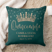 Elegant Stars Rose Gold Quinceañera Green Keepsake クッション (ブランケット)
