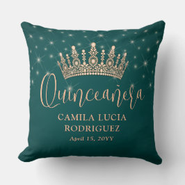 Elegant Stars Rose Gold Quinceañera Green Keepsake クッション