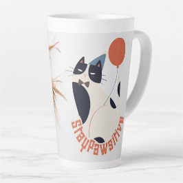 Elegant Stay Pawsitive Tuxedo Cat Tall Latte Mug カフェラテマグ