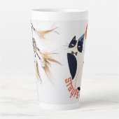 Elegant Stay Pawsitive Tuxedo Cat Tall Latte Mug カフェラテマグ (正面)
