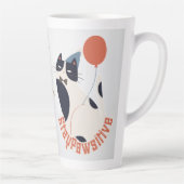 Elegant Stay Pawsitive Tuxedo Cat Tall Latte Mug カフェラテマグ (右)