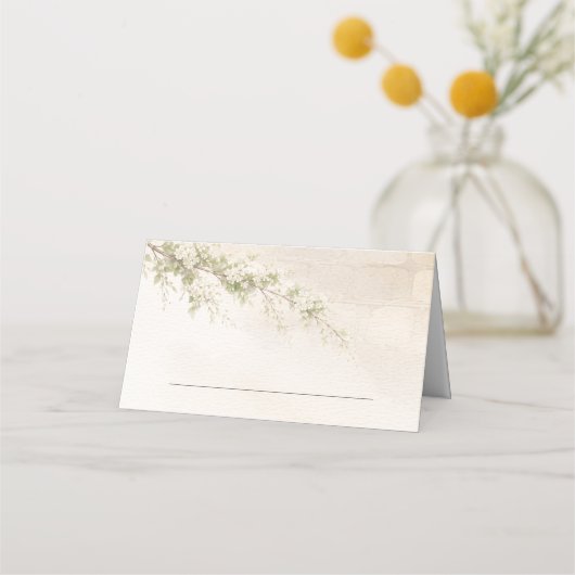 Elegant Stone & Floral Wedding Folded Place Card プレイスカード (正面)