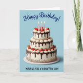 Elegant Strawberry Drip Cake – Happy Birthday Card カード (正面)