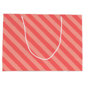 Elegant Strawberry Pink Striped Pattern ラージペーパーバッグ (裏面)