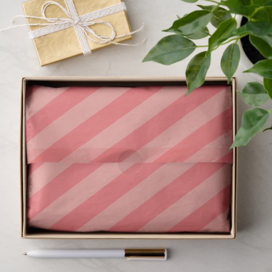 Elegant Strawberry Pink Striped Pattern 薄葉紙 (ギフト)