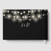 Elegant String Lights Black And White Wedding ゲストブック (裏面)