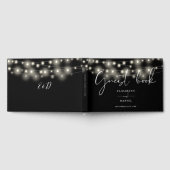 Elegant String Lights Black And White Wedding ゲストブック (全面)