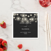 Elegant String Lights Black And White Wedding スタンダードカクテルナプキン (インサイチュ)