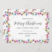 Elegant String Lights Business Christmas Card シーズンカード (正面/裏面)