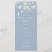 Elegant String Lights Dusty Blue Wedding Dinner メニュー (正面)