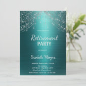 Elegant String Lights Green Metallic Retirement 招待状 (スタンド正面)