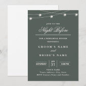 Elegant String Lights Rehearsal Dinner Invitation  招待状 (正面/裏面)