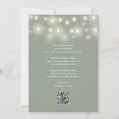 Elegant String Lights Sage Green QR Code Wedding セーブザデート (裏面)