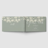 Elegant String Lights Sage Green Wedding ゲストブック (全面)