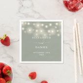 Elegant String Lights Sage Green Wedding スタンダードカクテルナプキン (インサイチュ)