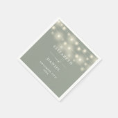 Elegant String Lights Sage Green Wedding スタンダードカクテルナプキン (角)