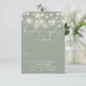 Elegant String Lights Sage Green Wedding 出欠カード (スタンド正面)
