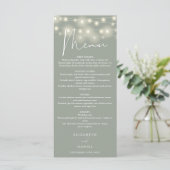 Elegant String Lights Sage Green Wedding Dinner メニュー (スタンド正面)