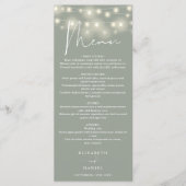 Elegant String Lights Sage Green Wedding Dinner メニュー (正面)