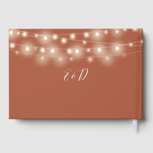 Elegant String Lights Terracotta Wedding ゲストブック (裏面)