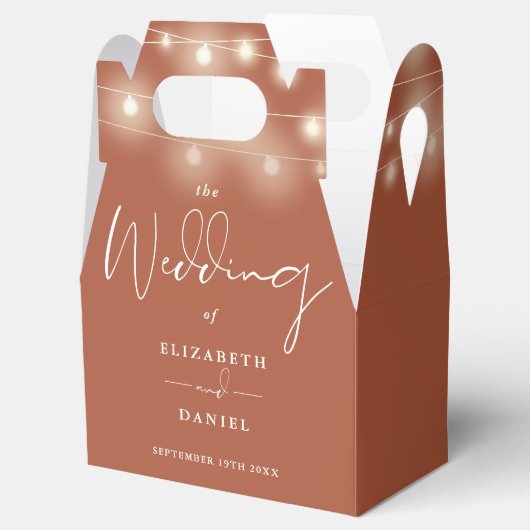 Elegant String Lights Terracotta Wedding フェイバーボックス (オープン)
